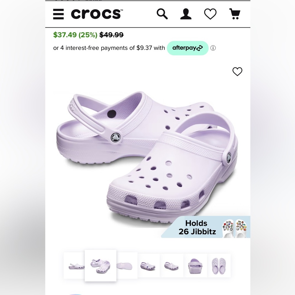 Lavender Crocs size 7W/5M